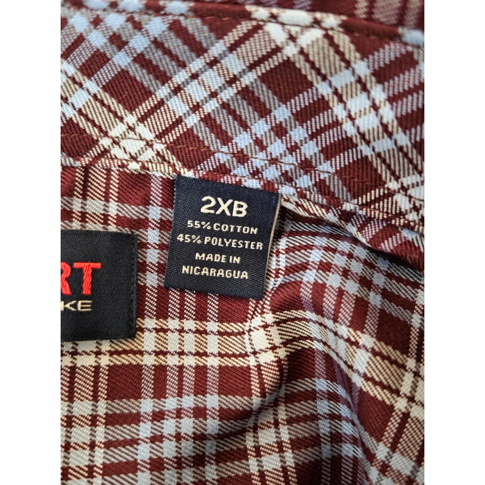NWT Roundtree & Yorke TravelSmart Mens 2XB Big Blue Maroon Button Up Easy Care - Picture 6 of 9